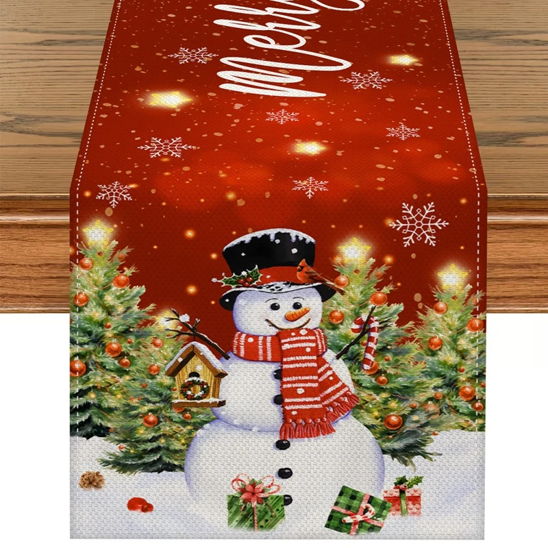 Weihnachts-Tischläufer aus Leinen, Kommode, Schal, Dekor für Zuhause, Küche, Esstisch, Abdeckung, Weihnachtsdekoration, 2025, Navidad-Geschenke Image