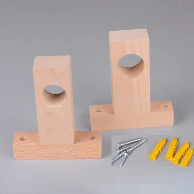 2pcs Solid Wood Curtain Rod Brackets Heavy Duty Drapery Hardware for Home Decor