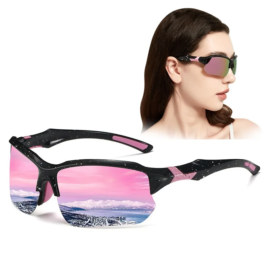 Modische Vintage Halbrahmen-Sonnenbrille für Angeln, Radfahren, Sport, Herren und Damen, Laufen, Bergsteigen, Sport-Sonnenbrille, Eyewear