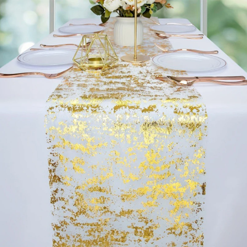 1pc Gold Glitter tisch flagge Hochzeit tisch flagge tischdecke Geburtstag party tisch dekoration mesh heißer folie tisch flagge