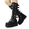 Gothic Lange Stiefel für Frauen Plattform Kniehohe Stiefel Punk Schwarz Sexy Motorräder Stiefel Neue Halloween Cosplay Frauen Schuhe