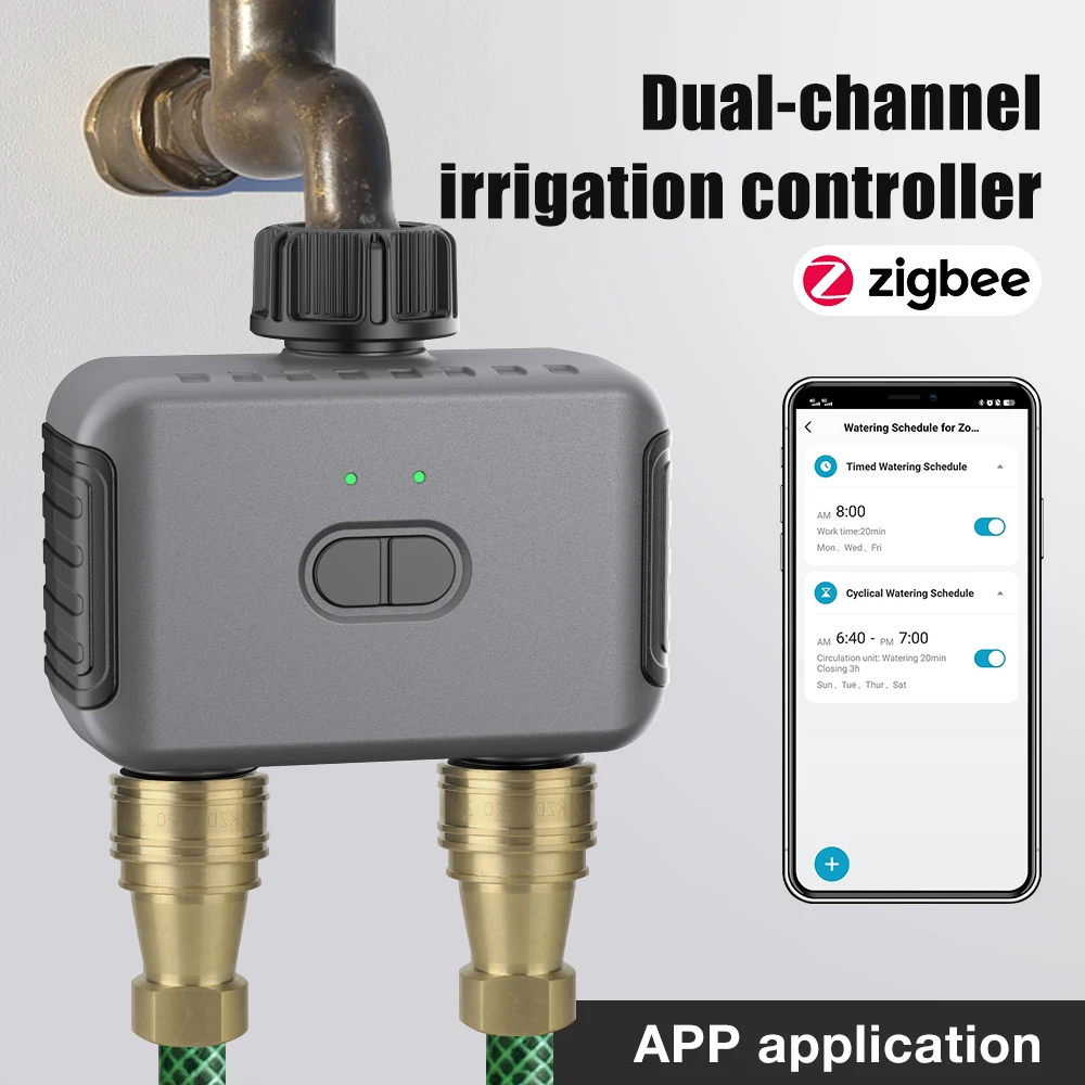 Tuya Smart Zigbee Dual-kanal Bewässerung Controller Bewässerung Timer Sprinkler Tropf Bewässerung System Bewässerung Bewässerung System Image