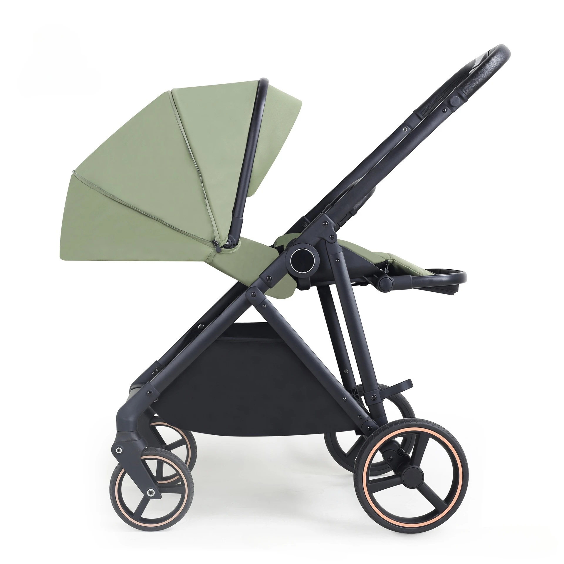 Leichter 2-in-1-Kinderwagen mit Sitz- und Liegefunktion. Stoßdämpfender Kinderwagen für Neugeborene. Zwei-Wege-Schlafkorb Image