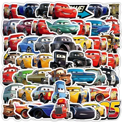 50 Stück Autos (Film) Aufkleber – Mickey & Friends-Thema für DIY-Tagebuch, Notizbuch und Basteldekoration (Anime Worlds Store) Image