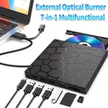 Lettore CD DVD RW esterno 7 in 1 Unità ottiche Masterizzatore DVD Registratore USB 3.0 Lettore di schede SD TF Unità disco per PC portatile Desktop
