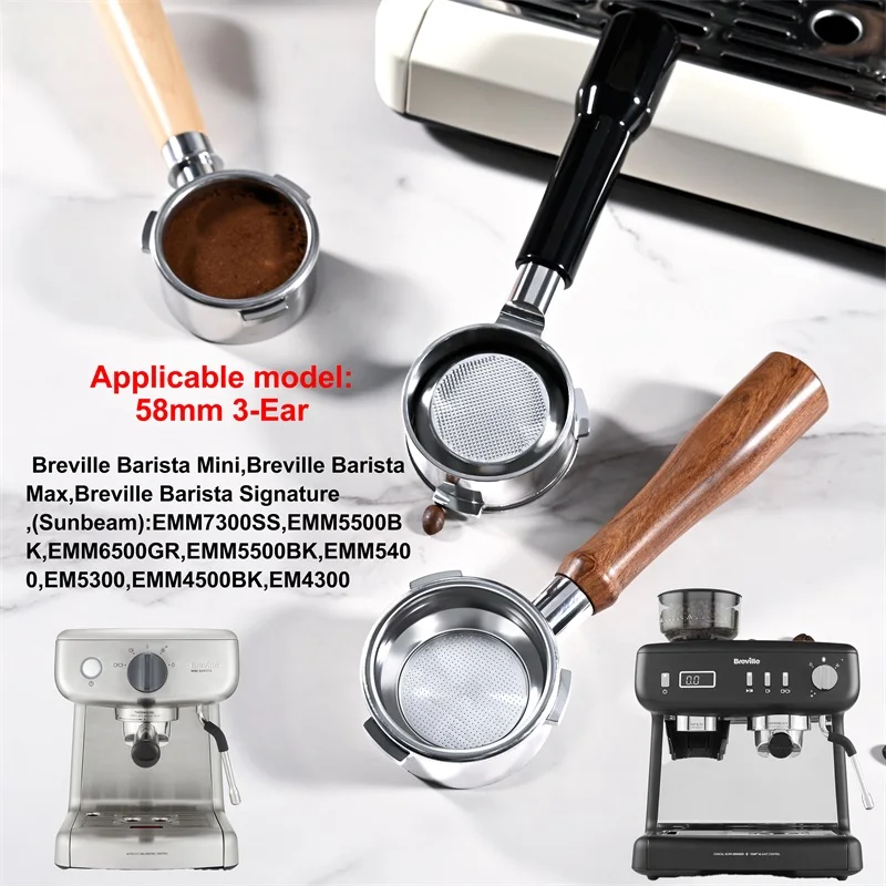58 mm bodenloser 3 Ohren nackter Siebträger-Filterhalter für Sunbeam Mini Barista/Barista Max/Barista Plus Espressomaschine Image
