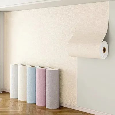 50cmX10m Leinen 3D Schaum Selbstklebende PVC Einfarbig Verdickte Wasserdichte Hintergrund Wand Renovierung Tapete Wand Aufkleber Image