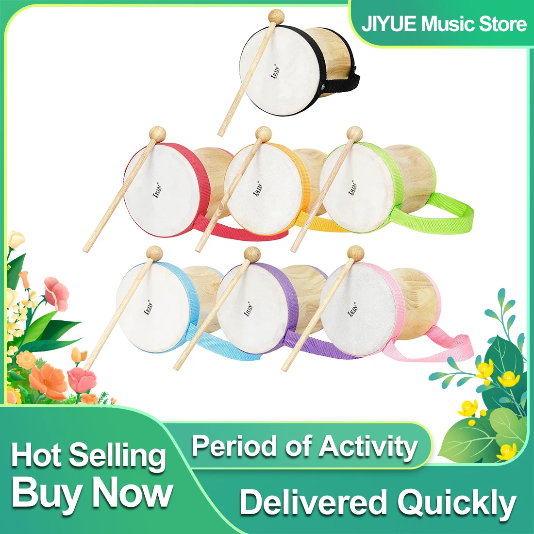 Indische Trommeln Holz Tragbare Trommeln Schaffell Trommel Tops Percussion Instrumente Verschleißfest Mit Drumsticks Kinder Geschenke Image