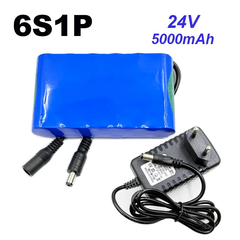 6S1P Tragbare Neue hohe kapazität 24 V 5Ah 18650 wiederaufladbare batterie lithium-ionen DC25,2 V 5000 mAh monitor kamera spielzeug auto + ladegerät Image