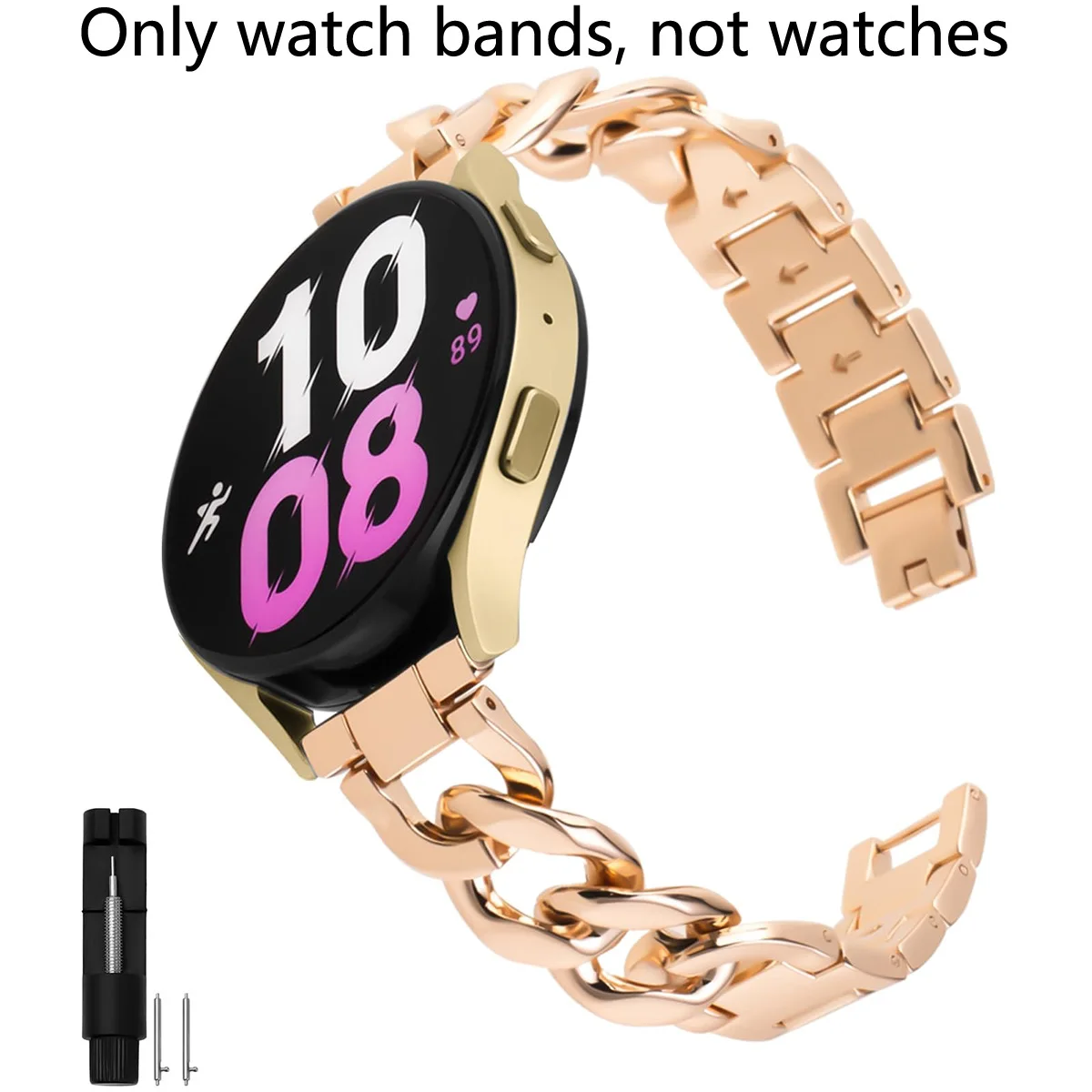 20/22 mm Edelstahl-Uhrenarmband für Samsung Galaxy Watch7, einreihige Metallkette, verstellbares Uhrenarmband in den Größen 20/22 mm