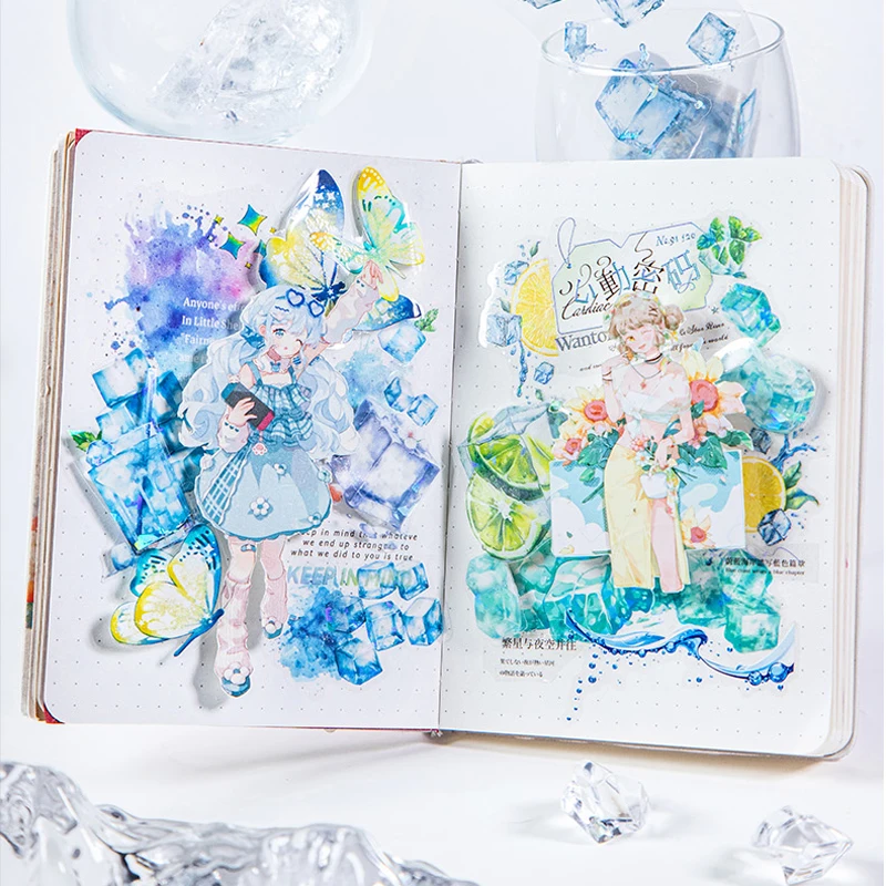 Mr.Paper Add Some Crushed Ice Series Ice Cube Theme PET Gestanztes Klebeband Schreibwaren Dekoration Kawaii Aufkleber Geschenke Zurück zur Schule Image
