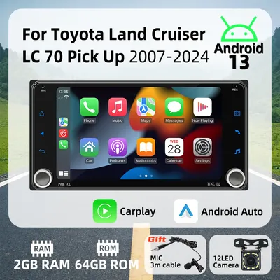 Carplay Android Car Multimedia 2Din Car Radio for Toyota Landcruiser Land Cruiser LC 70 Pick Up 2007-2024 7" Screen Stereo GPS