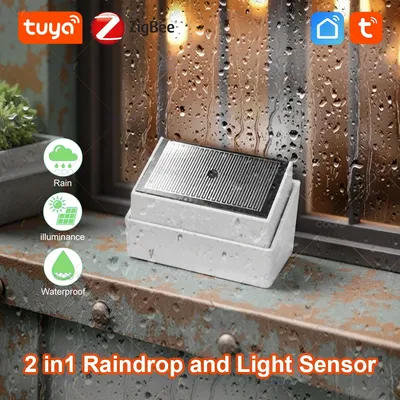 Tuya Zigbee Rain Detector with illumination Detection Real-time Rainwater Sensor work with Smart Life App Zigbee2mqtt for House