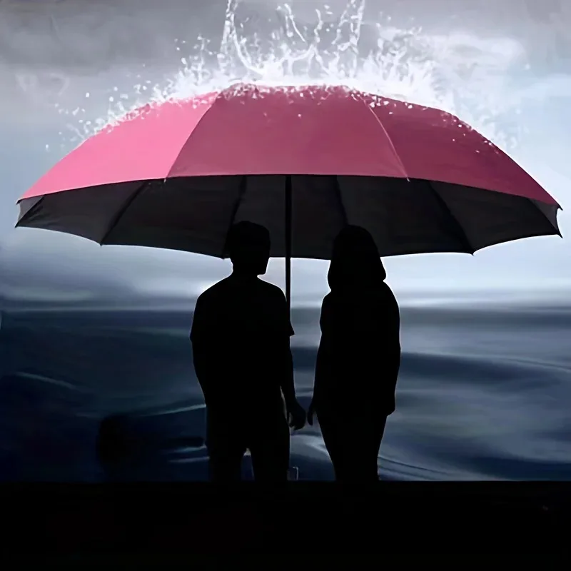 12 Rippen, extra großer, winddichter, automatischer Öffnungs-/Schließ-Regenschirm, UV-Sonne, Regen, doppelter Verwendungszweck, kompakt, tragbar, für Reisen, modisch, für Männer und Frauen Image