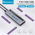 Hub USB C alimentato Minisopuru con display a LED Supporto ricarica rapida e DATI USB tipo C da 10 Gbps Docking Station Splitter per MacBook