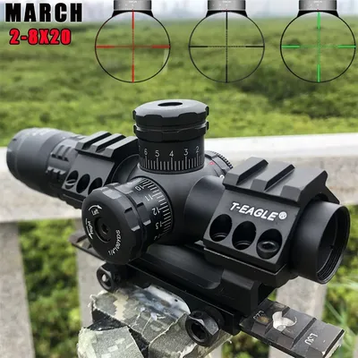 MARCH Rifle Scope 2-8X20IR Tactical Riflescope Spotting for Hunting Optical Short Airsoft Airgun Sight Red Green Reticle
