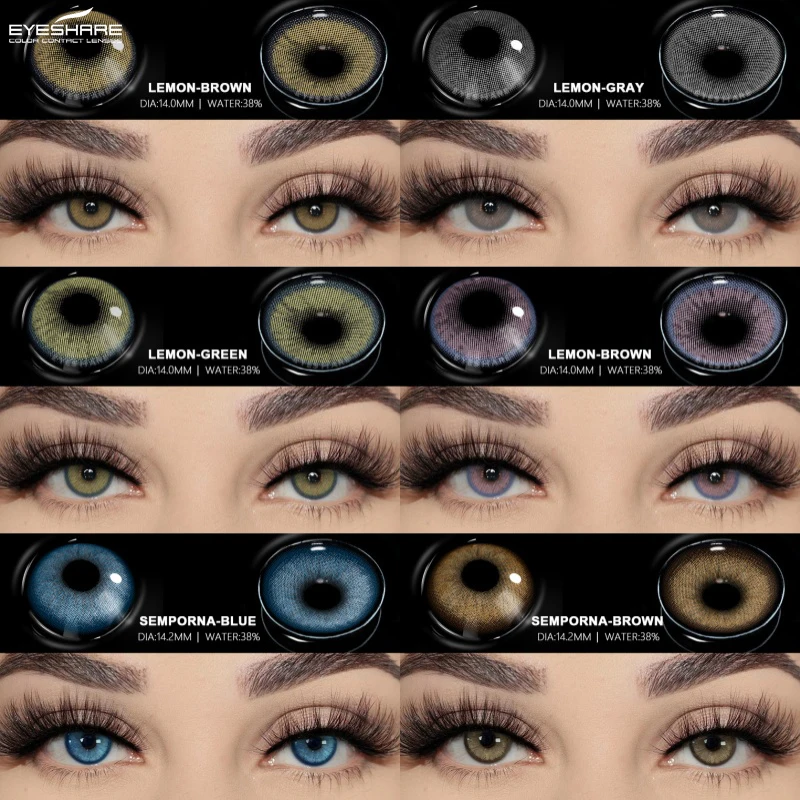 EYESHARE 1 Paar Kontaktlinsen in natürlicher Farbe, braune Augenkontaktlinsen, blaue Linsen, graue Make-up-Augenlinsen, jährlich, grün, schöne Schüler Image
