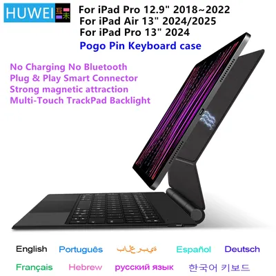 Pogo Pin Magic Keyboard für iPad Pro 12.9 3. 4. 5. 6. Generation Hülle für iPad Air 13" M3 M2 Pro 13 Multi-Touch Smart Cover