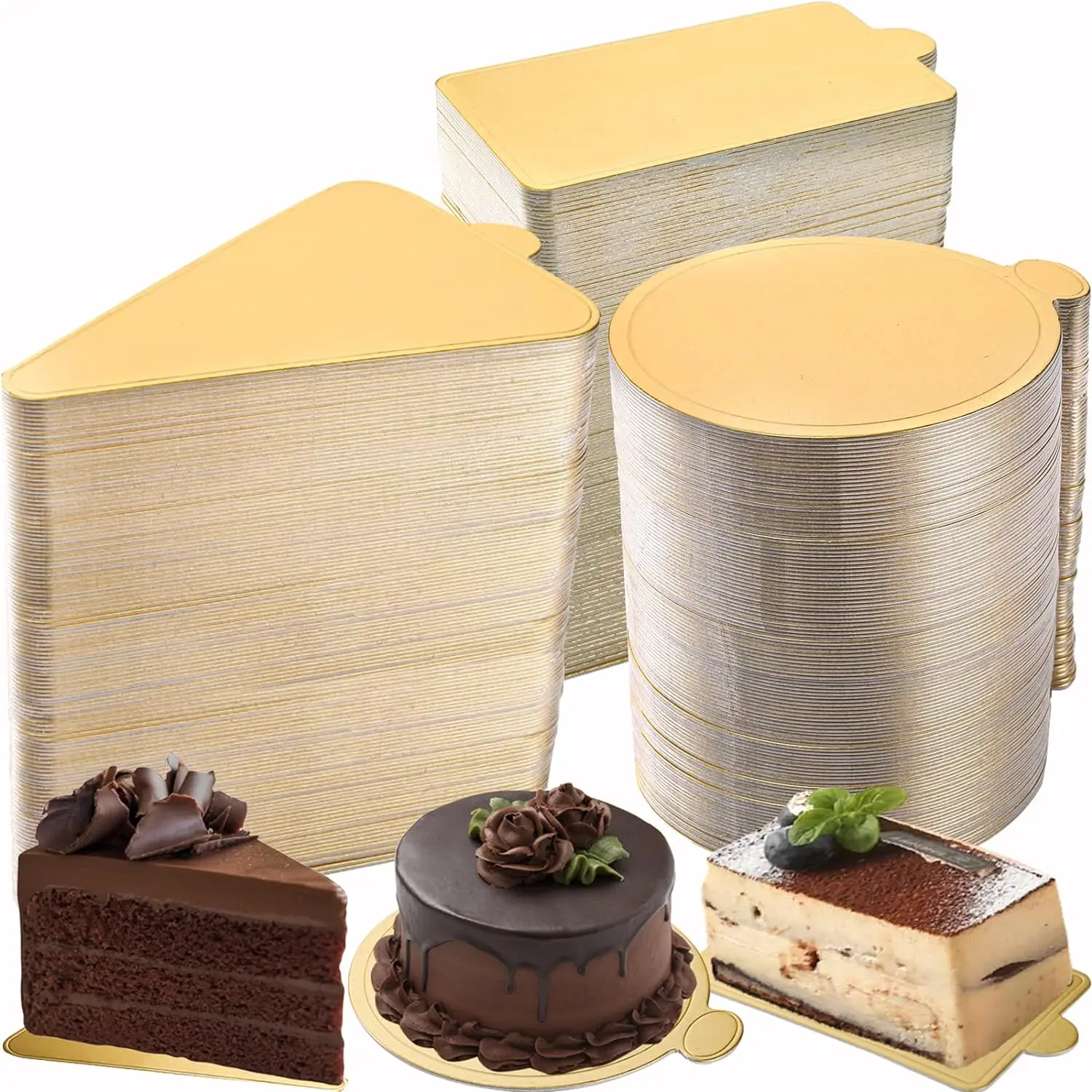 50Pcs Goldene Kuchen Basis Einweg Mousse Dessert Bord Lebensmittel Papier Matte Cupcake Display Tablett Backen Werkzeug Image