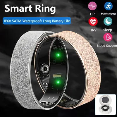 Smart Ring Männer Frauen Herzfrequenz Blut Sauerstoff Überwachung Schlaf Monitor Kamera Steuerung Multi Sport IP68 5ATM Wasserdicht Ring Image