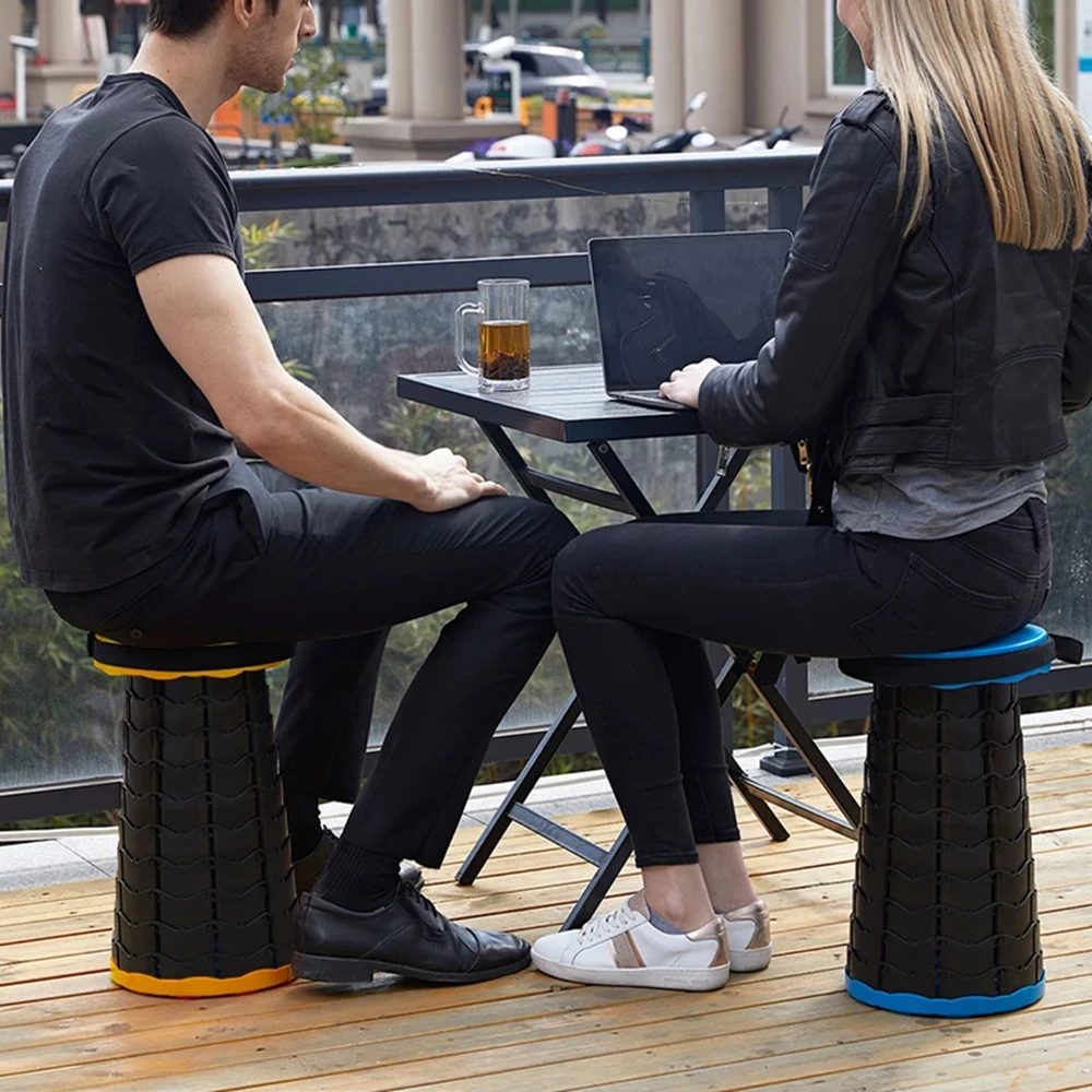 Tragbarer klappbarer Teleskophocker, leichter U-Bahn-Warteschlangenstuhl aus Kunststoff, Outdoor-Campingstuhl, Angelsitz Image