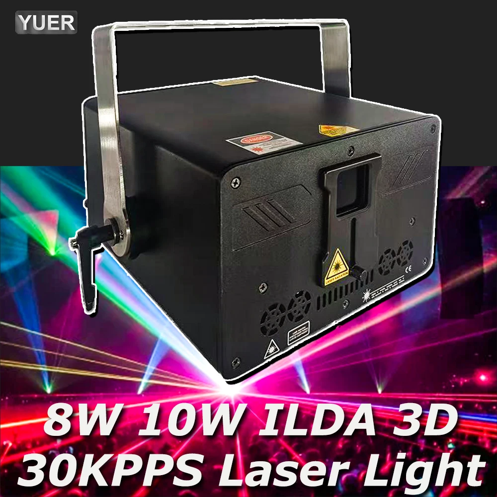 30Kpps 10W RGB Vollfarb-Laserprojektorlicht mit ILDA Neues Programmesystem DMX-Steuerung für Club DJ Disco Konzert Lasershow Image