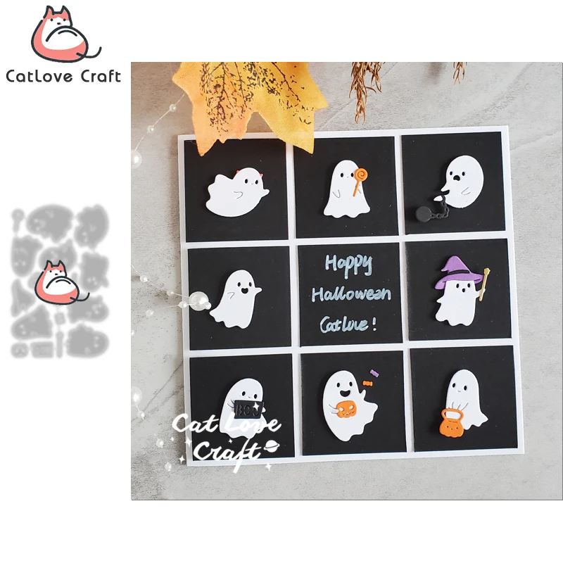 Catlove Halloween mignon fantôme matrices de découpe en métal Scrapbooking moule pochoir découpes fabrication de cartes bricolage artisanat gaufrage nouvelles matrices pour