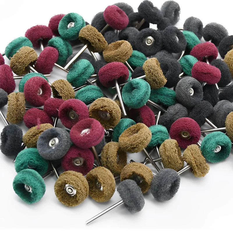 20 Stück Faser tuch Schleif kopf Mini Bürste Scheuer schwamm Schleif scheibe Nylon faser Schleif schleif kopf Poliers cheibe Image