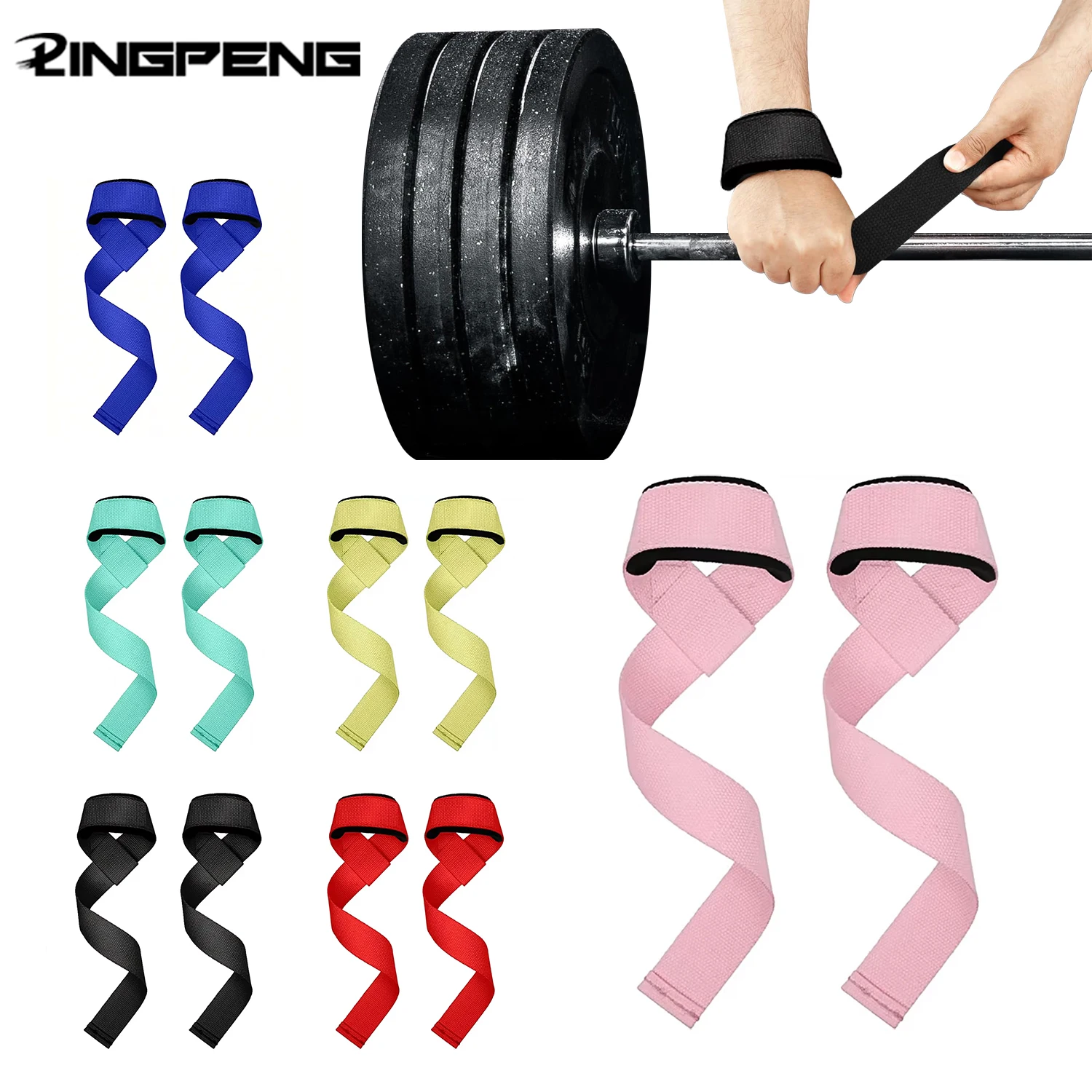 2PCS Gewichtheben Riemen Heben Handgelenk Riemen Kraft Training Kreuzheben Crossfit Handgriffe Handgelenk Unterstützung Image