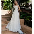 Abiti da sposa squisiti Una linea di abiti da sposa in pizzo senza maniche Abiti senza schienale per abiti da festa formali De Novia 2025 personalizzati Abiti da sposa squisiti una linea abiti da