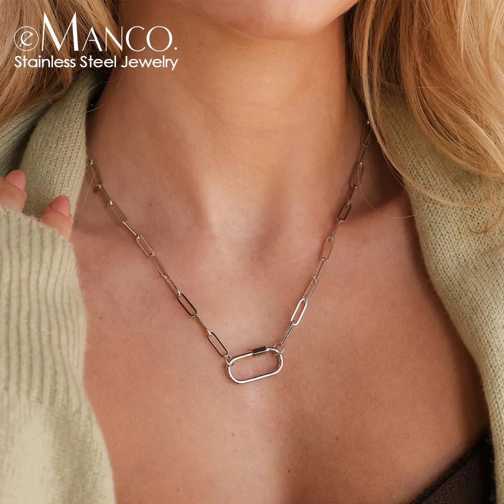 eManco Damen-Halskette mit Knopf-Anhänger, Edelstahl, 14 Karat PVD-vergoldet, modischer, wasserfester Schmuck Image