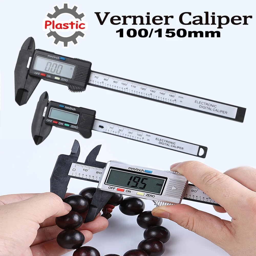 Kunststoff Elektronische Digitale Messschieber 150/100mm Faser Zifferblatt Messschieber Mikrometer Messung Digitale Lineal Reparatur Werkzeug Image