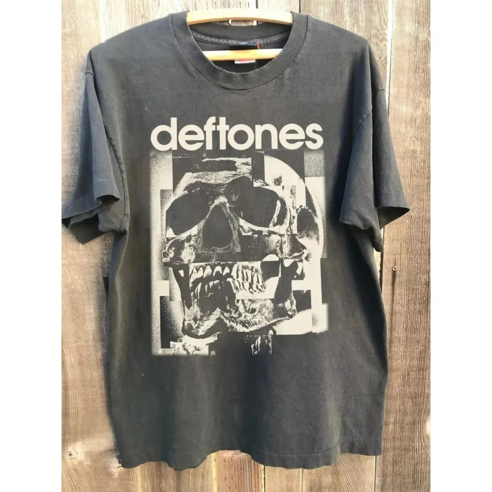 Deftones Band Männer Frauen T-Shirt Deftones White Pony Vintage Stil Anthrazit Schwarz Unisex Hochwertige Baumwolle Top Sommer Harajuku