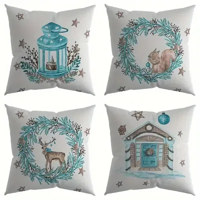 Home Decor Weihnachtskranz & festliche dekorative Kissen Muster Kissenbezug geeignet für Sofa Schlafzimmer Auto Kissenbezug Image