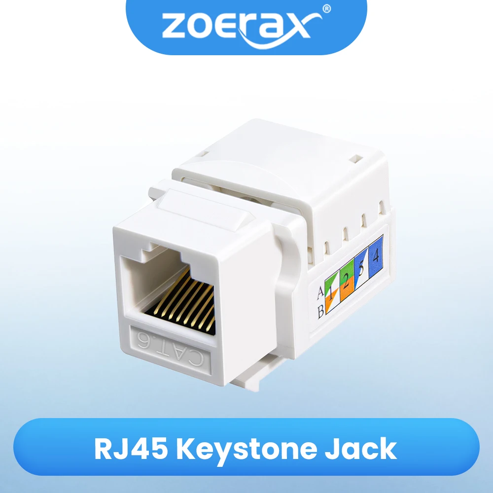 ZOERAX 10/6/2PCS RJ45 Cat6 Cat5e Keystone Jack Cat6 Network Coupler, Ethernet Wall Jack(Not compatible with Patch Panel)