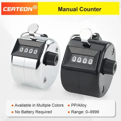 Manual 4 Digit Tally Counter Handheld Mechanical Clicker Plastic People Counter for Events Warehouse Lap Counting