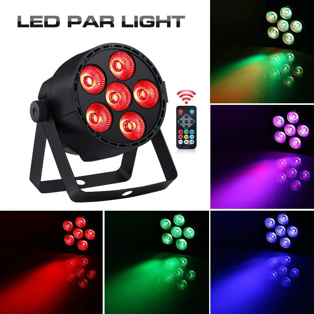 2Pack 6LEDs RGBW 4IN1 Stage Lights 24W DJ Par Lights Sound Activated DMX Remote Control LED Uplights Mini LED Par Can for Disco