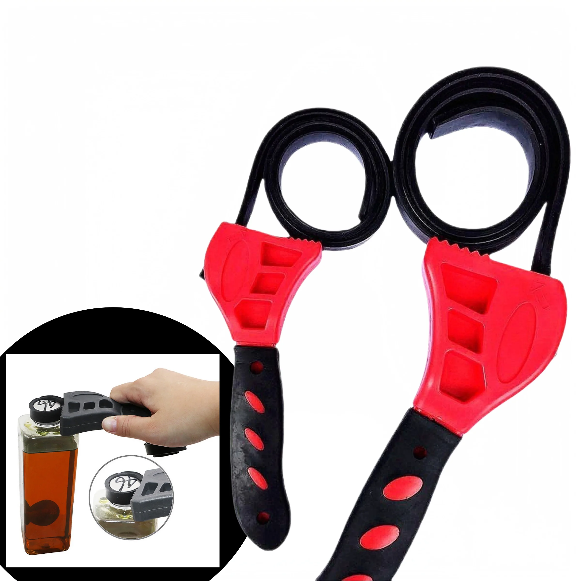 6/8 Inch Belt Wrench Oil Filter Puller Adjustable Strap Spanner Chain Wrench Opener Disassembly Tool for Vehicle Maintenance