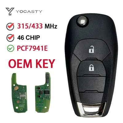 YOCASTY 2 Buttons Original OEM Flip Remote Car Key For Chevrolet Holden Colorado Cruze Sonic Trax Spark Aveo 315 433MHz PCF7941E