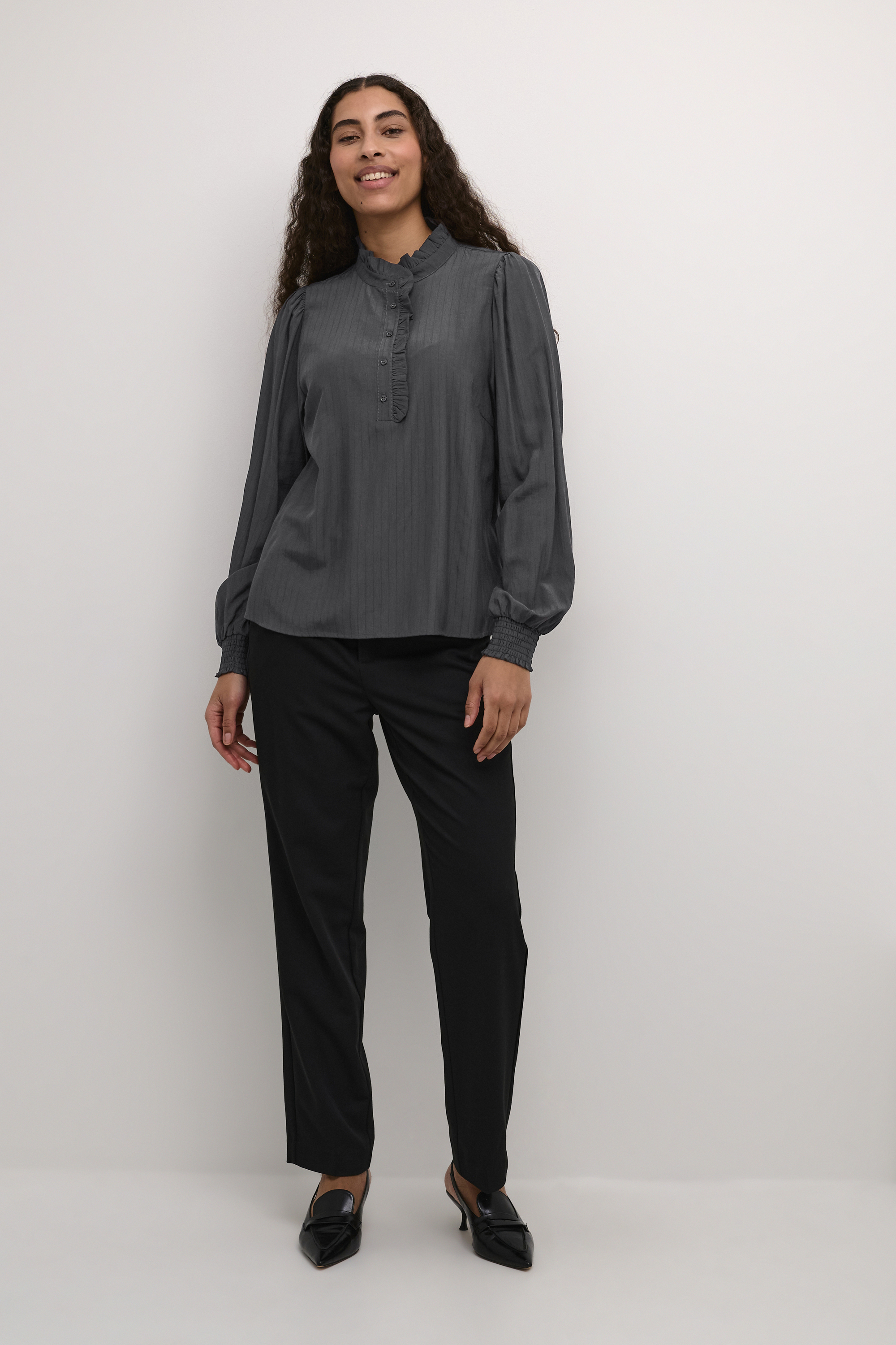 Langarm-Bluse Regular fit Black Oyster Image