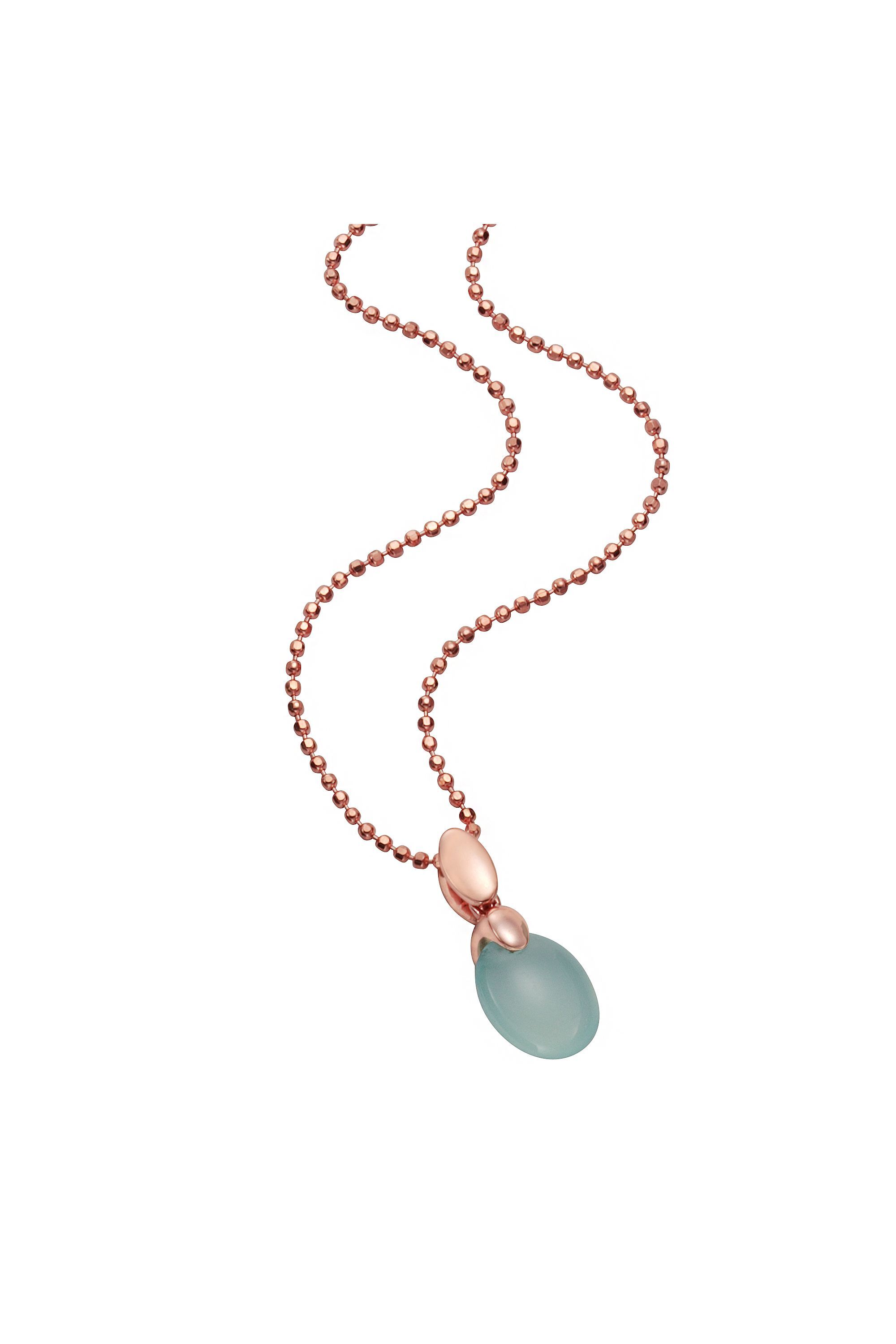 Jamelli Anhänger mit Kette 925 Silber rosé vergoldet Paraiba Chalcedon