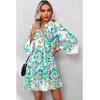 Azura Exchange Damen Floral Print V-Ausschnitt 3/4-Ärmel Freizeitkleid