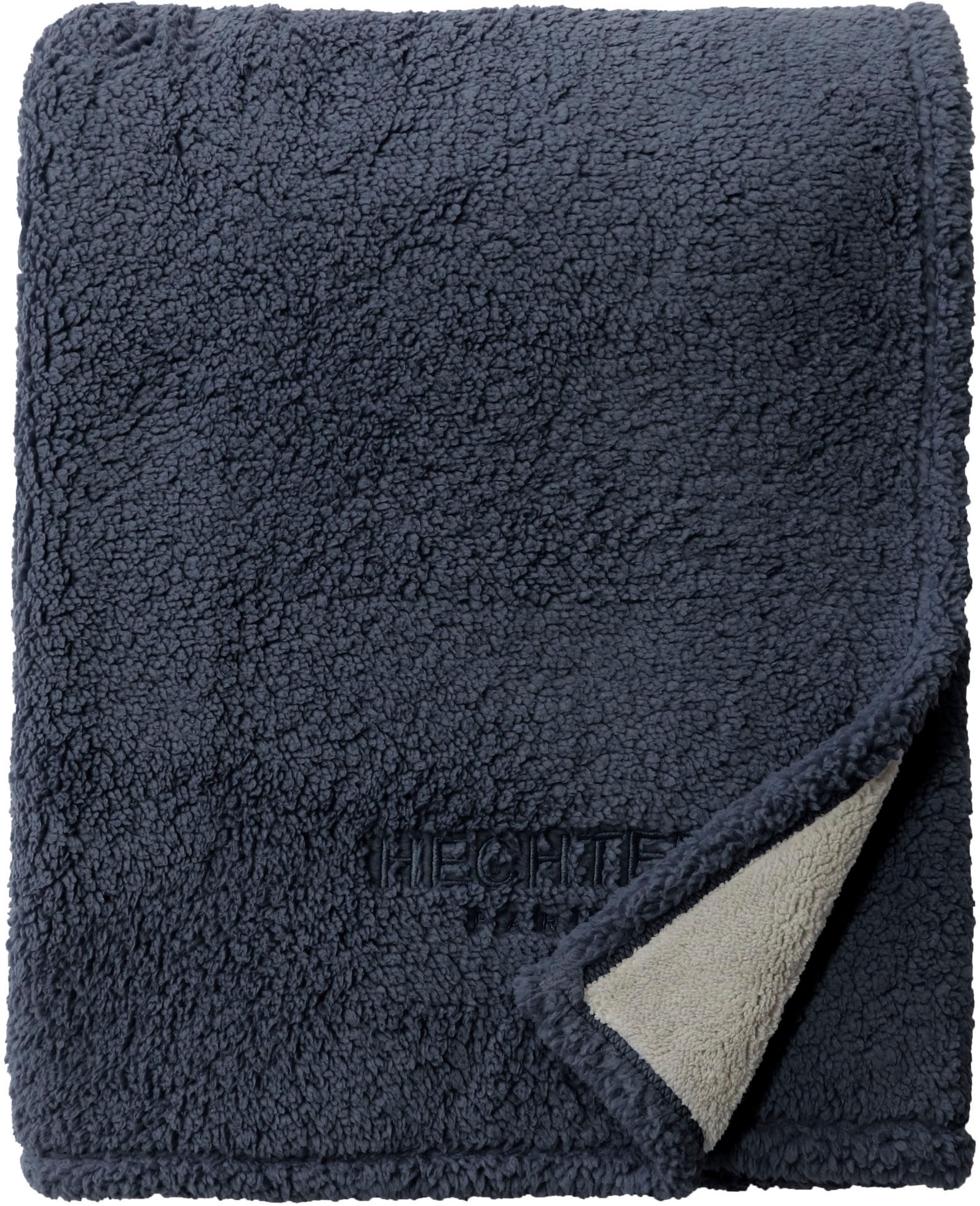 Wohndecke HECHTER PARIS "0238003", blau (marine), B:150cm L:200cm, Polyester, Wohndecken, Sherpa Wohndecke, Kuscheldecke, superweich, bequem, wohlig warm Image