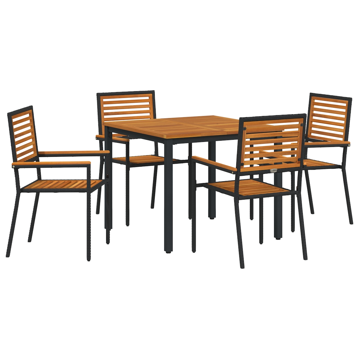 vidaXL 5-teiliges Garten Essbereich Set Schwarz Poly Rattan Akazie Image