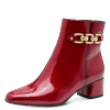 Stiefelette MARCO TOZZI, Damen, Gr. 37, rot, Lacklederimitat, unifarben, glänzend, modisch, Schuhe, Blockabsatz, Abendschuh, Businessschuh mit goldfarbener Zierkette