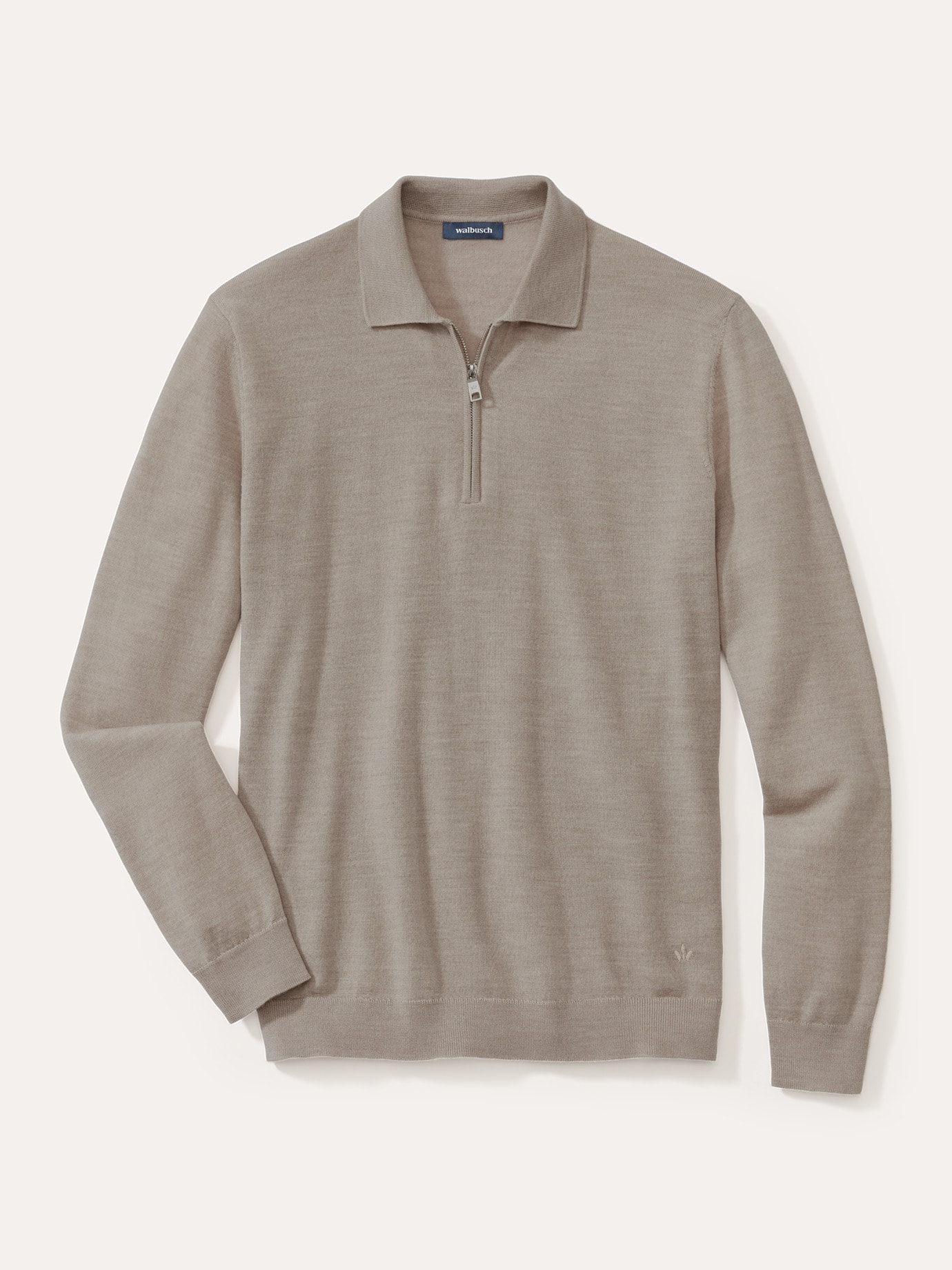 Walbusch Herren Polo-Pullover Merino Extrafein Beige