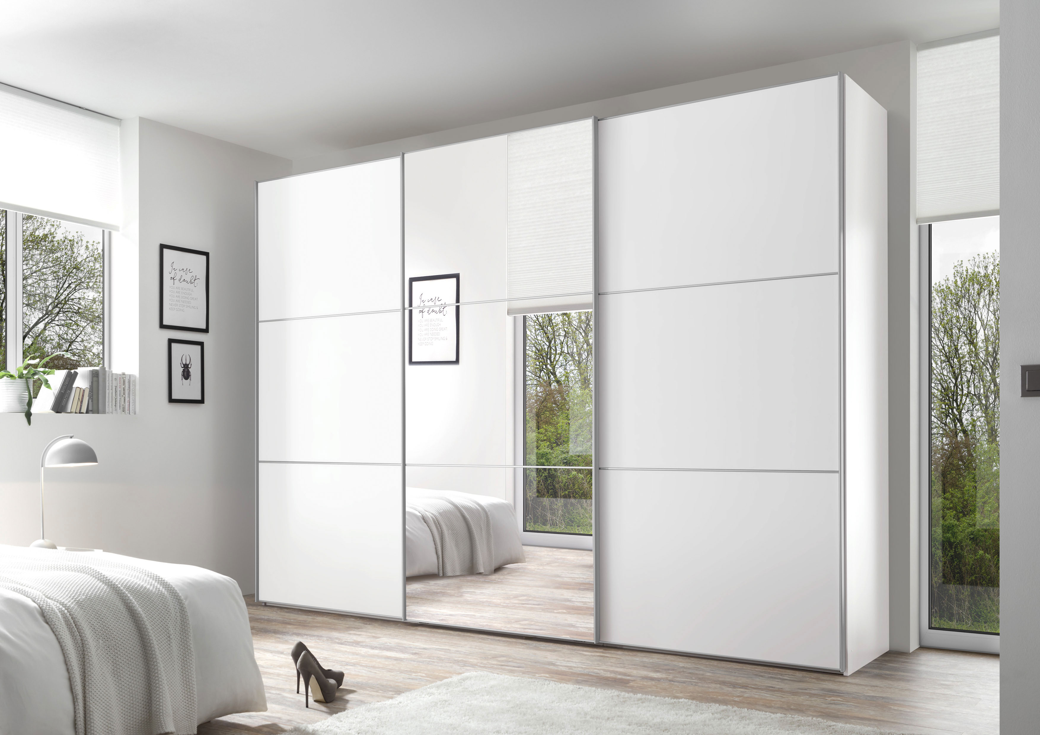 Schwebetürenschrank STAUD "Includo, Made in Germany", dekor vulkan, B:280cm H:222cm T:68cm, Holzwerkstoff, Schränke, Mit Spiegeltüre und vier verschiedenen Ausstattungsvarianten Image