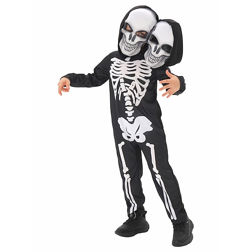 Cosplay Kostüm Totenkopf Einteiler Kinder Jungen Mädchen Halloween Karneval Halloween Maskerade Verkleiden Image