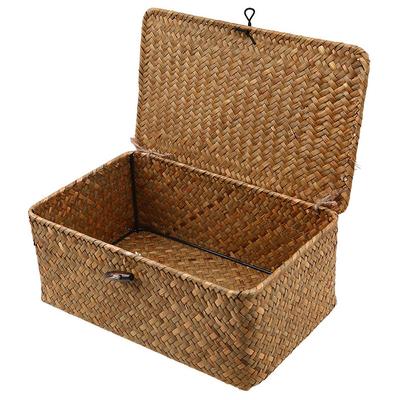 XVX - Aufbewahrungsbox aus geflochtenem Rattan mit Deckel – Wäschekörbe aus Seegras – Image