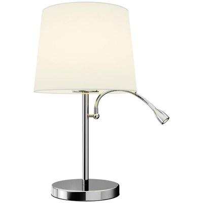 Lindby - neuwertig] Stoff Tischlampe Benjiro Tischlampe Lampe Led Leselampe E27 Weiß Chrom412 B-Ware Image
